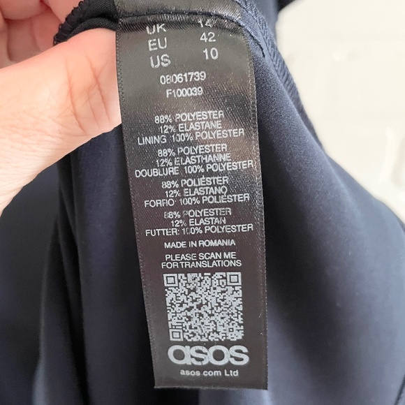 ASOS Midi dress Flounce Cape Angel Sleeve Pockets V neckline Navy blue Sz 10 - Picture 11 of 15